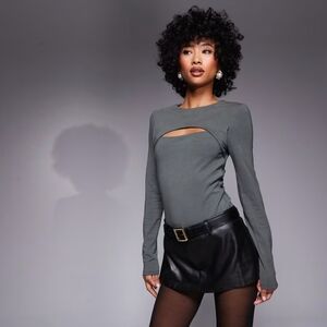 NWT ASOS Khaki Green Cut-Out Long Sleeve Bodysuit